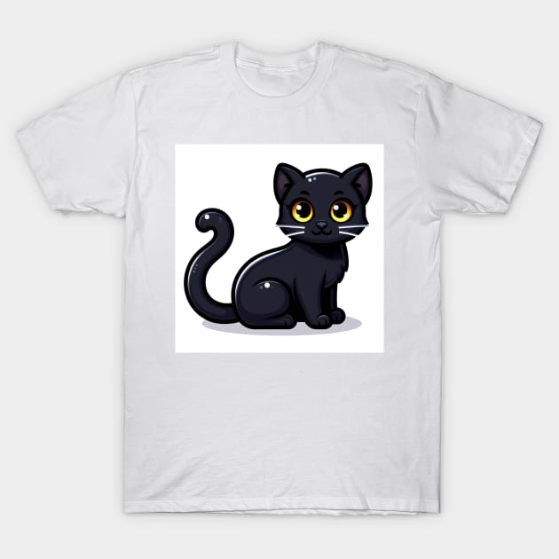 Kawaii Black Cat T-Shirt by __Døra__